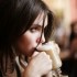 Beautiful woman drinking coffee lattee