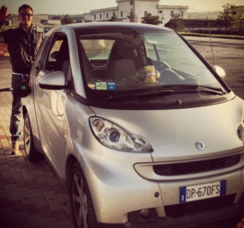 Gassing up the “Smart” during our “piccolo viaggio”