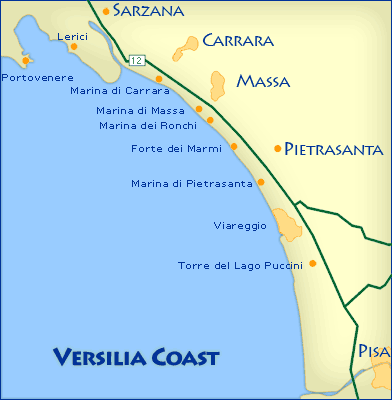 Versilia coast map
